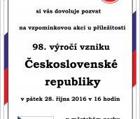 Vzpomínková akce u příležitosti 98. výročí vzniku Československé republiky